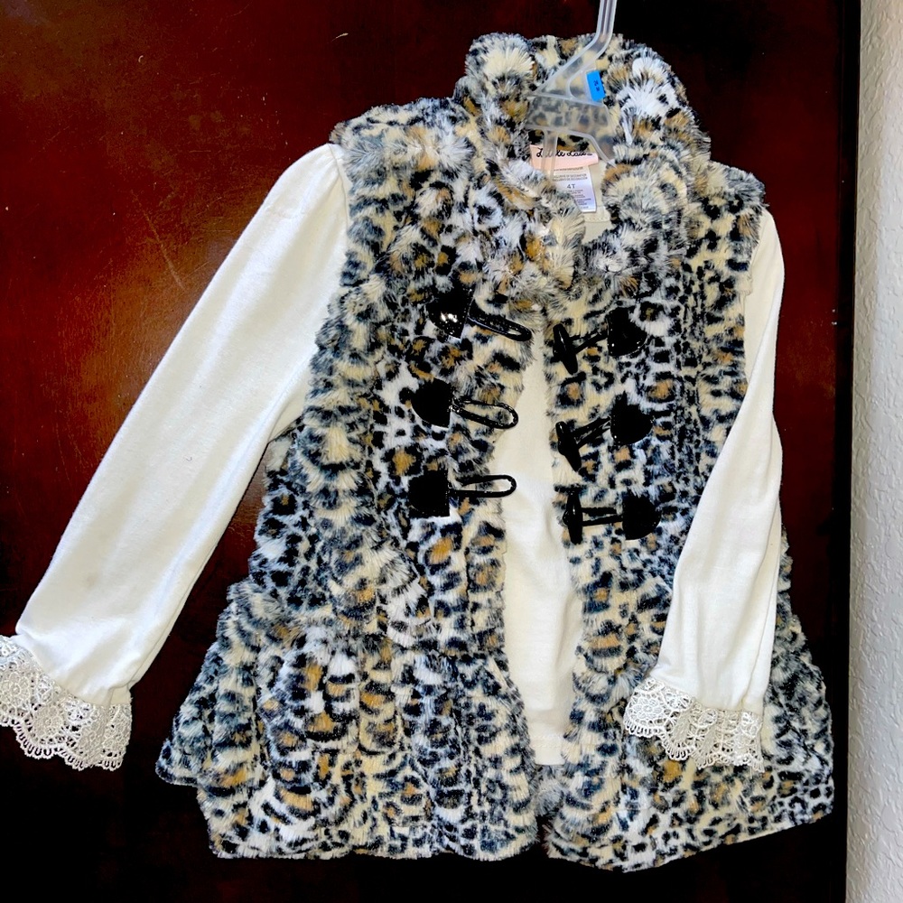 Faux fur vest with peasant shirt